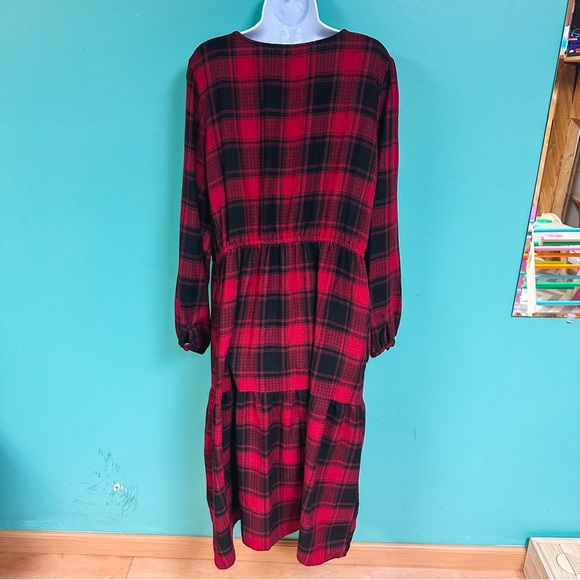 Knox Rose Red & Black Tiered Boho A-Line Midi Dress Womens Size XXL - Picture 7 of 9